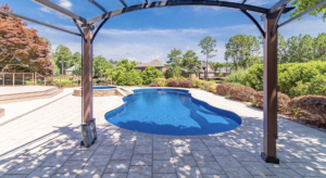 backyard in chandler heights built concrete around pool area